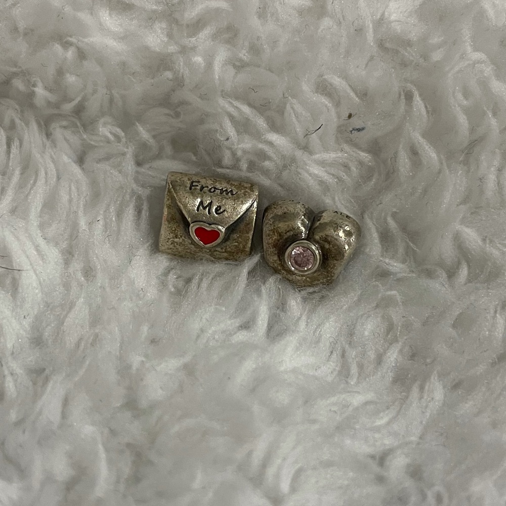 Pandora: TWO charms: Love Letter & Pink Heart